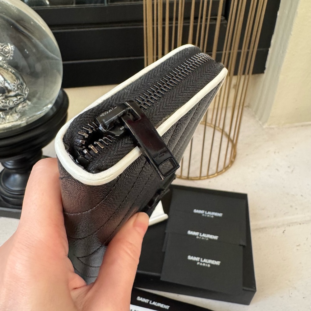 SOLD - 💎AUTH YSL Saint Laurent Monogram Zip Around Wallet Black - Picture 6 of 14